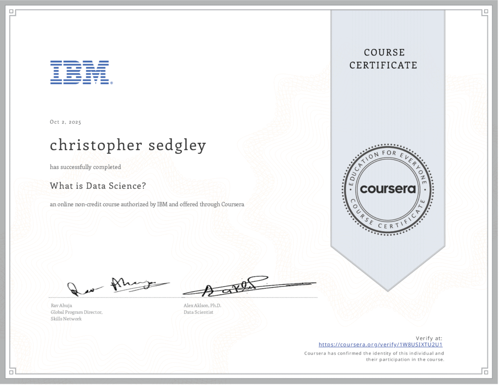 What is Data Science - Coursera Certification